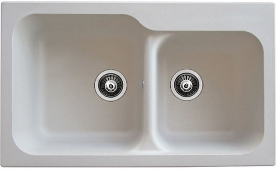 Duralit Drop-In Spüle aus Verbundgranulat B83xT50cm Weiß