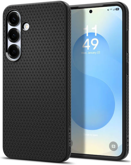 Spigen Liquid Air Umschlag Rückseite Silikon Set mit Glas Schwarz (Galaxy S25)