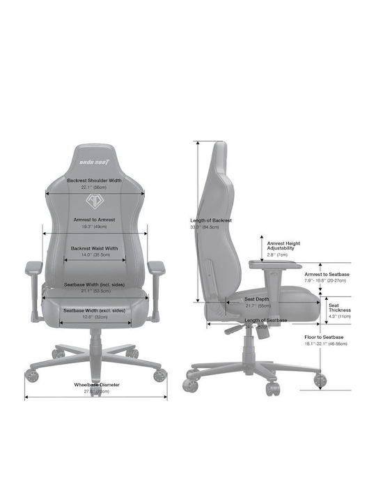 Anda Seat Novis Ultra XL Геймърски стол с регулируеми подлакътници Черен