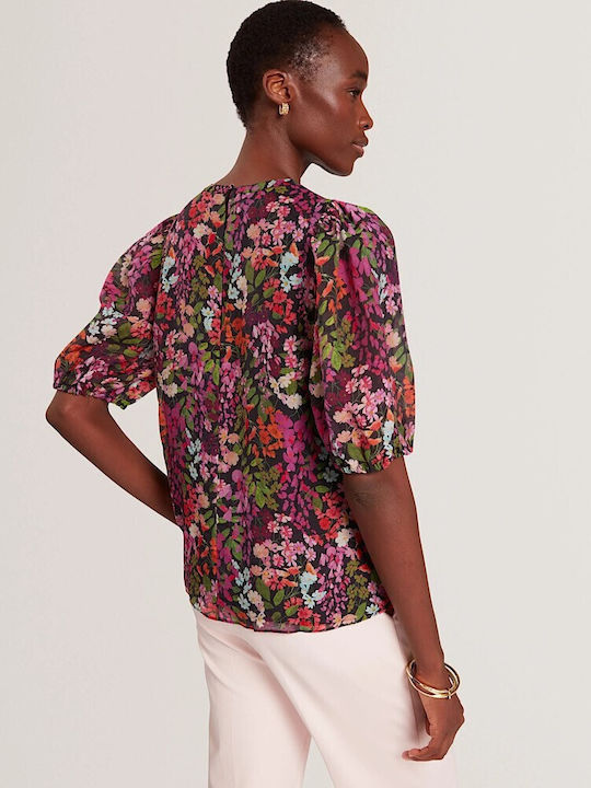 Damen Bluse Blumen Mehrfarbig