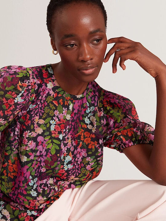 Damen Bluse Blumen Mehrfarbig
