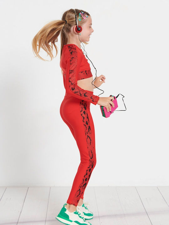 Kids Legging Sports Long Red