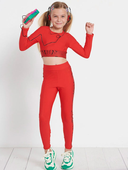 Kids Legging Sports Long Red