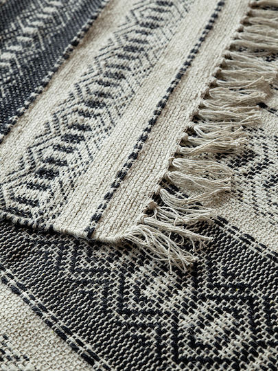 Nima Aidan Summer Wicker with Fringes Black - Ecru