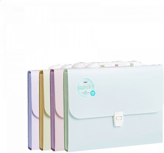 Deli Colorful Plastic Expanding File Folder 13 Sections A4 4 Colors