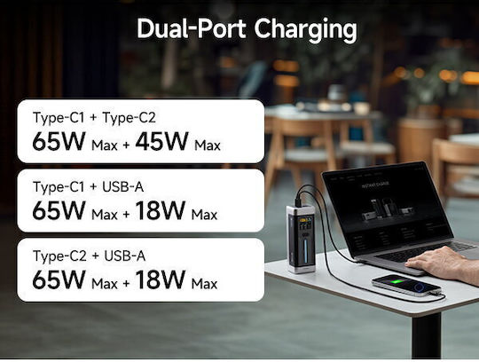 Cuktech 2C1A Power Bank 25000mAh 210W with USB-A Port and 2 USB-C Ports Power Delivery / Quick Charge 3.0 Black