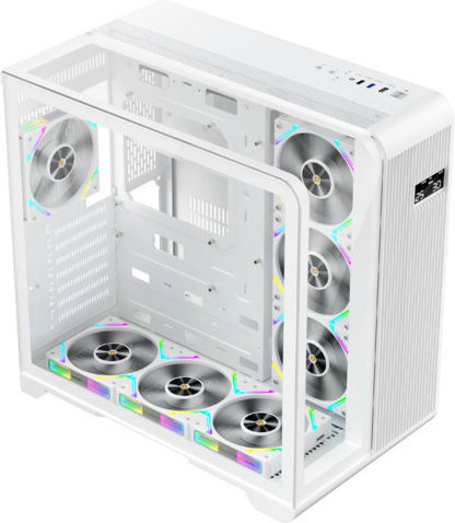1STPLAYER RT7 Gaming Midi-Turm Computergehäuse mit Seitenfenster Weiß