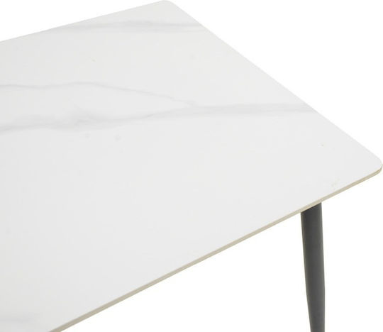 Gustas Square Table Dining Room with Ceramic Surface White 80x80x76cm