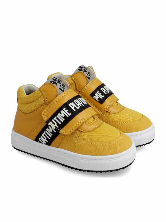 Παιδικά Sneakers High Ανατομικά με Σκρατς Κίτρινα