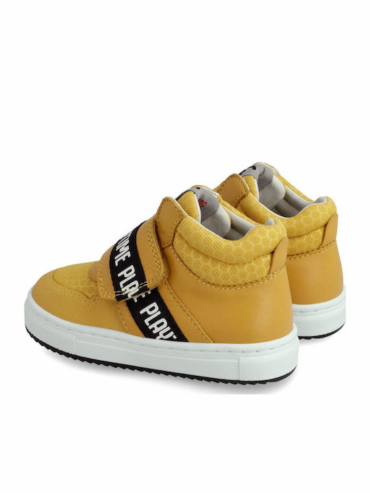 Παιδικά Sneakers High Ανατομικά με Σκρατς Κίτρινα