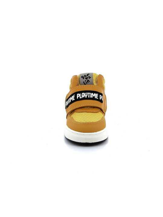 Παιδικά Sneakers High Ανατομικά με Σκρατς Κίτρινα