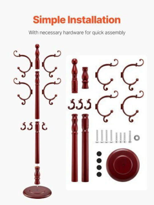 Vevor Wooden Coat Rack Brown