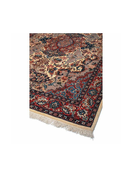 Viokarpet Isfahan Handmade Rug Rectangular with Fringes Red