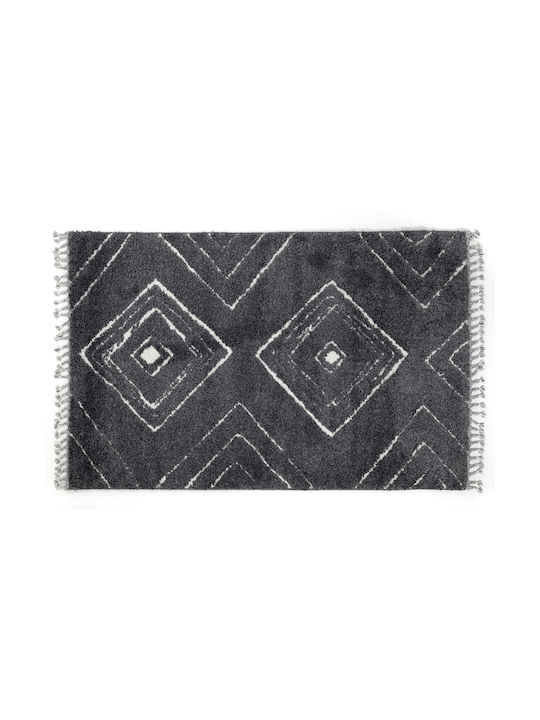 Ezzo Soffice B378AX2 Teppich Rechteckig Zottelig Synthetisch,Polyester/Cotton/Leather mit Fransen Anthracite
