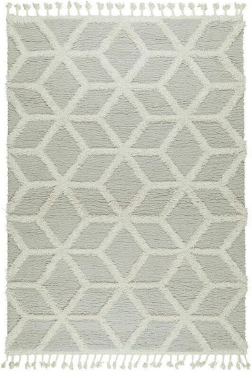 Koulis Carpets Thick 757 Teppich Rechteckig Synthetisch,Polyester/Cotton/Leather mit Fransen Grey / Cream