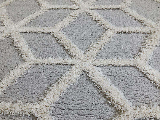 Koulis Carpets Thick 757 Teppich Rechteckig Synthetisch,Polyester/Cotton/Leather mit Fransen Grey / Cream