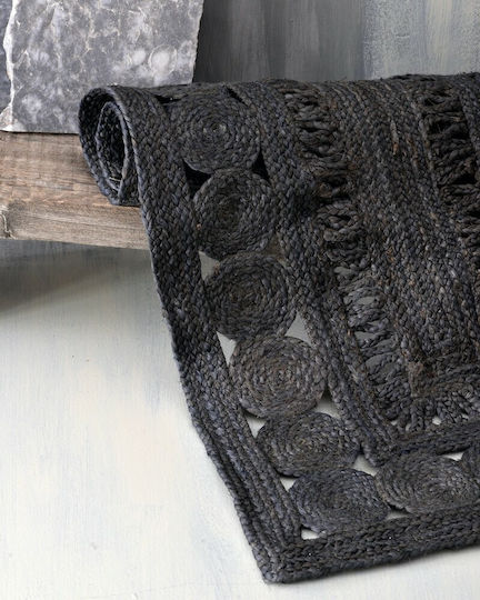 Rythmos Tahoe Teppich Rechteckig Sommer aus Jute Schwarz