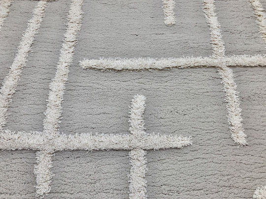 Koulis Carpets Thick 823 Teppich Rechteckig Synthetisch,Polyester/Cotton/Leather mit Fransen Grey / Cream