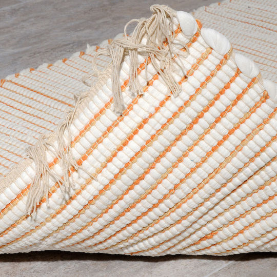 Tzikas Carpets Natura 30160-020 Χειροποίητο Χαλί Ορθογώνιο Καλοκαιρινό Βαμβακερό με Κρόσια Beige / Orange 140x200cm