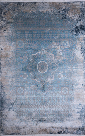 Klonaras Pearl 2077 Teppich Rechteckig Synthetisch,Polyester/Cotton/Leather Light Blue