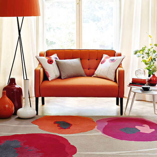 Sanderson Poppies Χειροποίητο Χαλί Ορθογώνιο Red / Orange 250x350cm