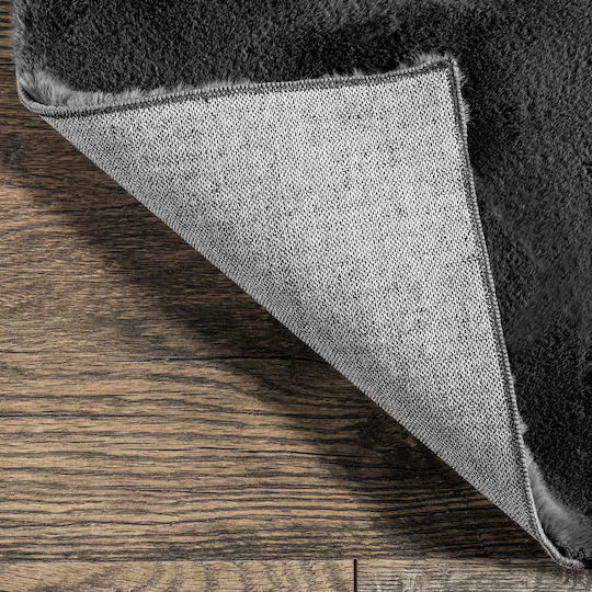 Saray Home Match 2 Colour Anti-slip Rug Rectangular Shaggy Furry Black
