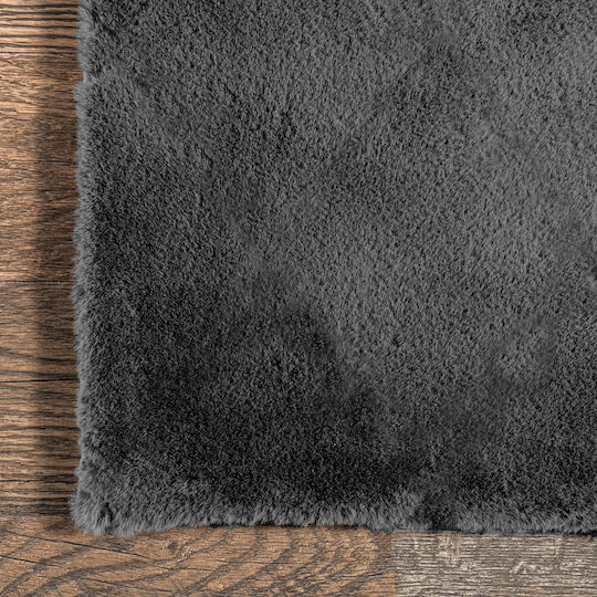 Saray Home Match 2 Colour Anti-slip Rug Rectangular Shaggy Furry Black
