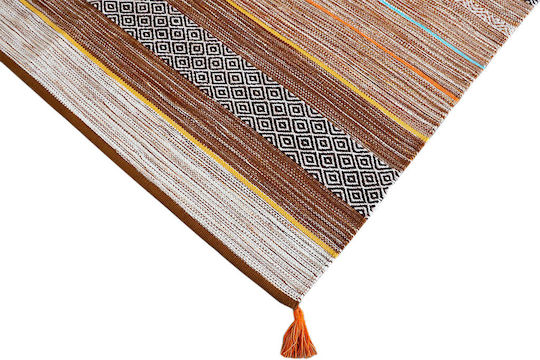 Newplan Kilim 6080 Handgefertigt Rutschfest Teppich Rechteckig Synthetisch,Polyester/Cotton/Leather Beige
