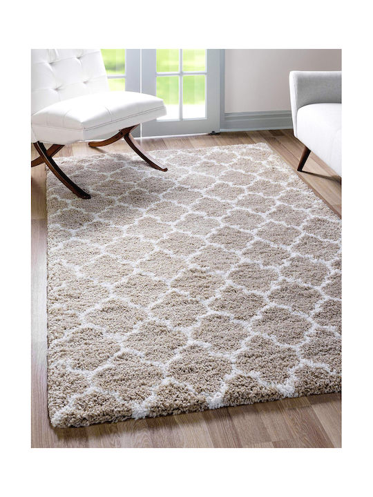 Saray Home Moroccan Teppich Rechteckig Zottelig Synthetisch,Polyester/Cotton/Leather Beige