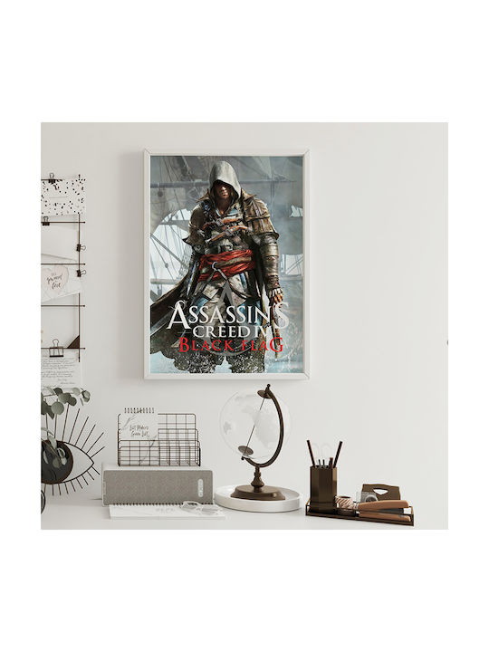 Gaming Poster Assassins Creed Black Flag Gm2349 21cm X 30cm Frame Natural Wood Beige