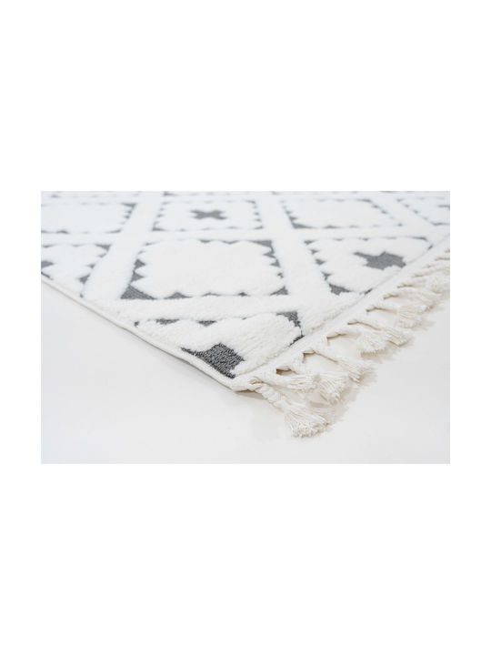 Ezzo Perla D046a1a Rug Fireplace Rectangular with Fringes Cream