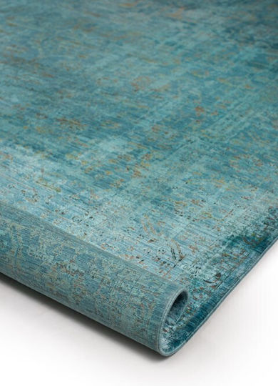 Viokarpet Louison 6062 Teppich Rechteckig Synthetisch,Polyester/Cotton/Leather Petrol Blau