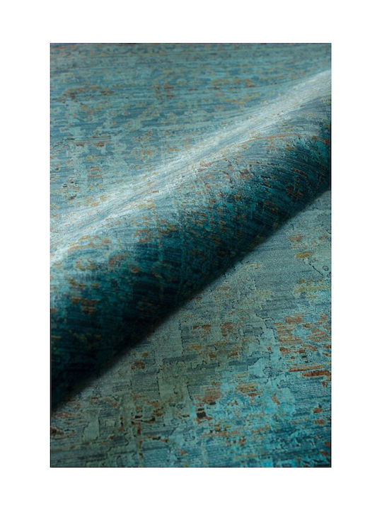 Viokarpet Louison 6062 Teppich Rechteckig Synthetisch,Polyester/Cotton/Leather Petrol Blau