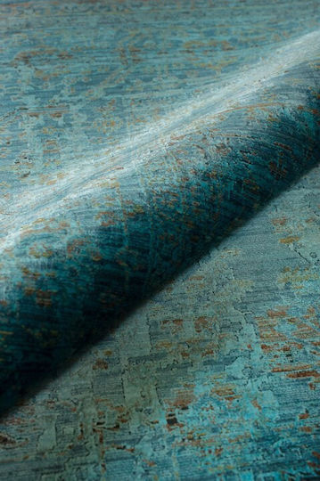 Viokarpet Louison 6062 Teppich Rechteckig Synthetisch,Polyester/Cotton/Leather Petrol Blau