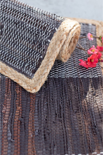 InTheBox Dark Teppich Rechteckig Sommer aus Jute Black