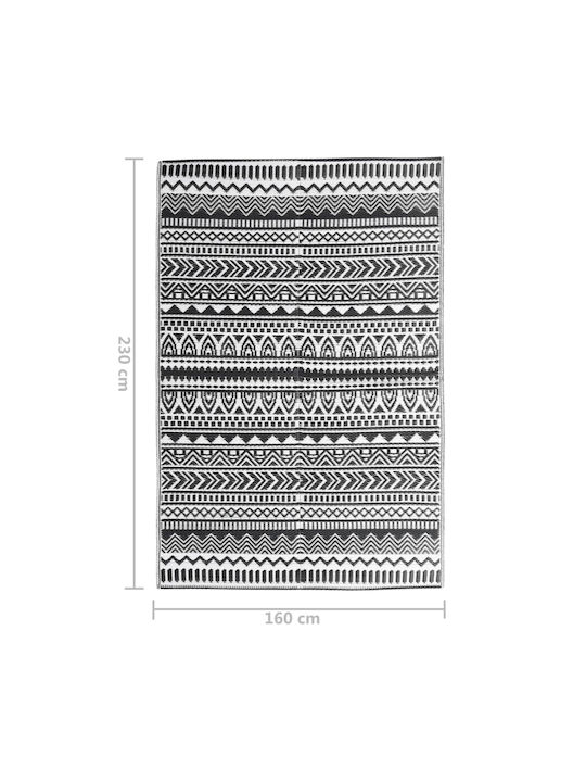 vidaXL Teppich Außenbereich Rechteckig Synthetisch,Polyester/Cotton/Leather Black