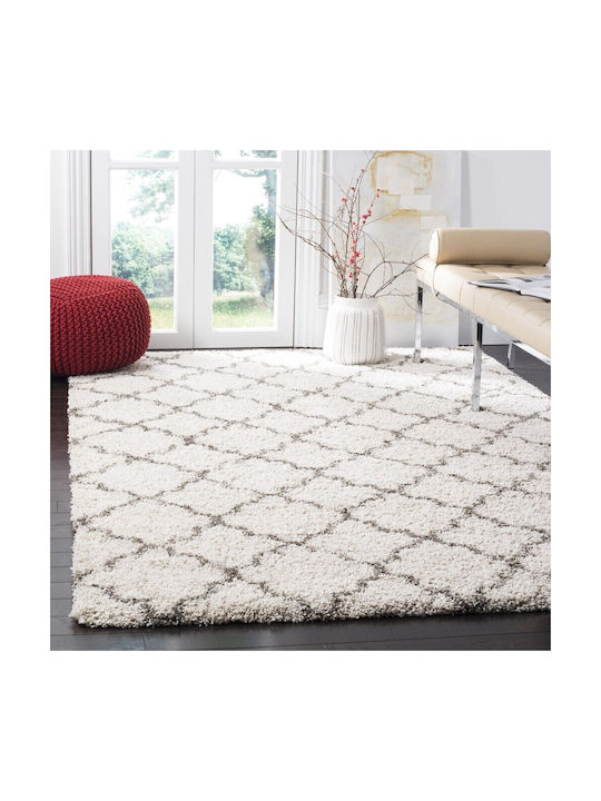 Saray Home Moroccan Teppich Rechteckig Zottelig Synthetisch,Polyester/Cotton/Leather Beige / Grey