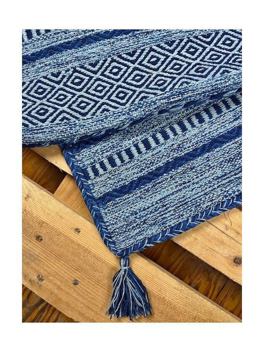 Koulis Carpets Mykonos Χαλί Διάδρομος Καλοκαιρινό Βαμβακερό Μπλε 70x200cm
