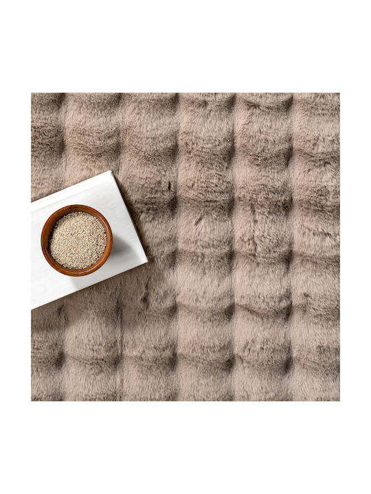 Saray Home Solid Design Противоплъзгащо Килим Правоъгълена Shaggy Furry Кафява мока