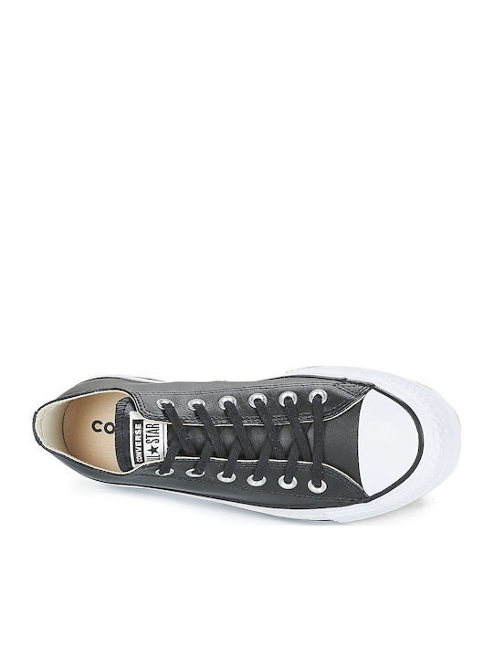 Chuck Taylor All Star Lift Clean Leather Low Top Флатформи Маратонки Черно / Бяло