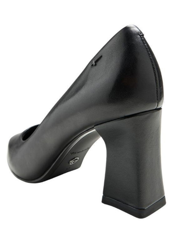 Leather Pointed Toe Black Medium Heels