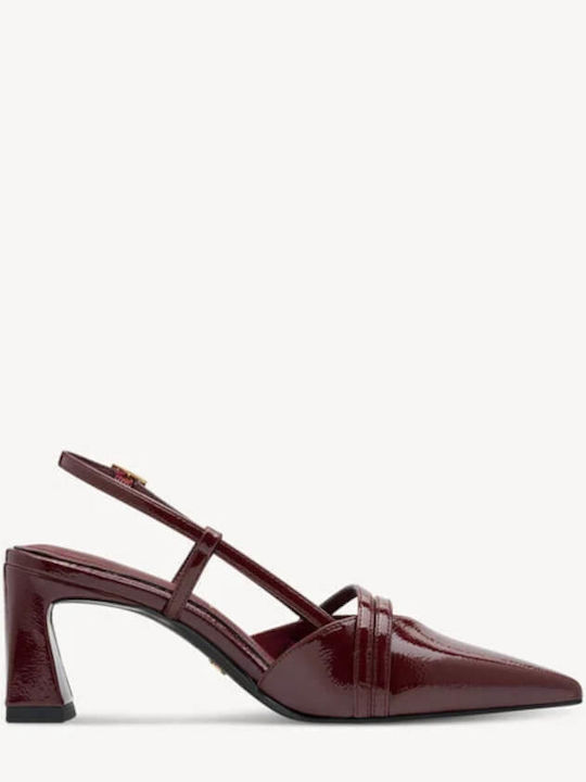 Synthetic Leather Burgundy Heels