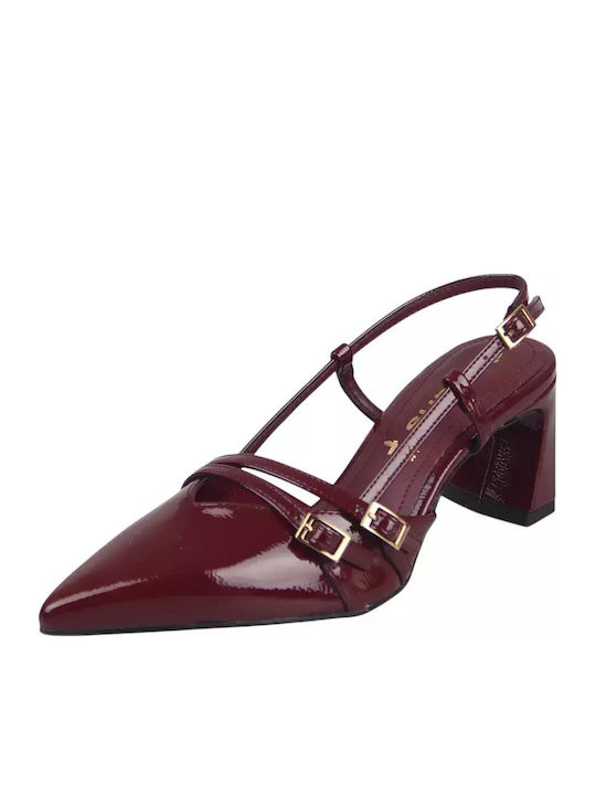 Synthetic Leather Burgundy Heels