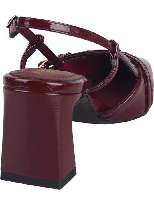 Synthetic Leather Burgundy Heels
