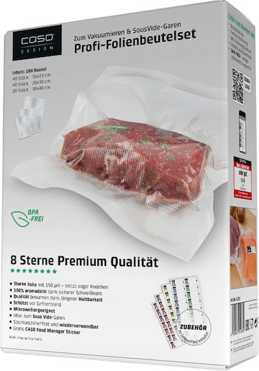 Set 100 Professional Embossed Vacuum Bags 3 Sizes Caso Germany 01233