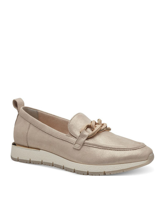 Leather Women's Moccasins in Gold Color