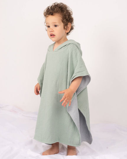 Beach Towel Kids Poncho Made Double Muslin Terry Kidizi 2-5 Ani Verde