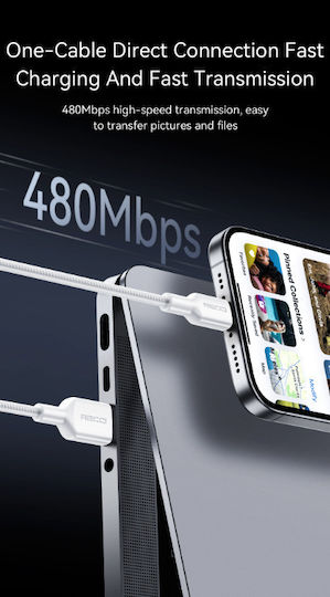 Recci Braided USB 2.0 Cablu USB-C bărbătesc - USB-C 65W Negru 1.2m (RS46CC)