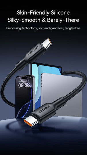 Recci Braided USB 2.0 Cablu USB-C bărbătesc - USB-C 65W Negru 1.2m (RS46CC)