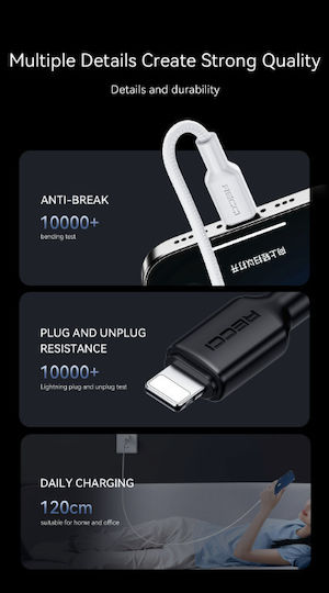Recci Braided USB 2.0 Cablu USB-C bărbătesc - USB-C 65W Negru 1.2m (RS46CC)
